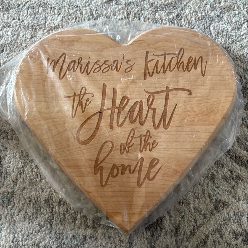 Heart Shaped Cutting Board. Personalized: Marissa’s Kitchen